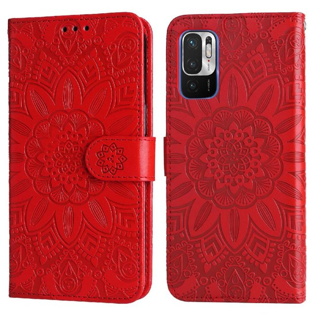 Funda tipo cartera GANGXUN para Xiaomi Poco M3 Pro 5G , diseño girasol, cuero PU, soporte, cierre magnético, tarjetero