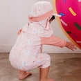 thumbnail image 5 of Penkiiy Baby Toddler Baby Girl Sun Protection Rash Guard Swimsuit with Crotch Zipper with Hat 12-24 Months Pink, 5 of 7