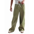 thumbnail image 1 of Pantalones de Rayas de Tiro Bajo para Mujer, Estilo Bohemio, con Cordón Ajustable y Pernera . Verde S, 1 of 9