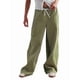 thumbnail image 1 of Pantalones de Rayas de Tiro Bajo para Mujer, Estilo Bohemio, con Cordón Ajustable y Pernera . Verde XL, 1 of 9