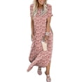 thumbnail image 6 of ANRABESS Womens Summer Dress Short Sleeve Maxi T Shirt Dress Loose Casual Beach Sundress with Pockets Side Slit, 6 of 8