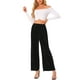 thumbnail image 2 of Pantalones de pierna ancha de mujer Inspire Chic, de cintura alta, elásticos, para fiesta, color negro, 2 of 6