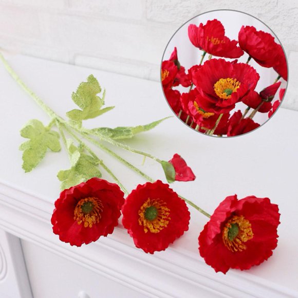 1PC Faux Bouquet Artificial Papaver Silk Plants Fake Poppies New E2 Q2C8 F5S1