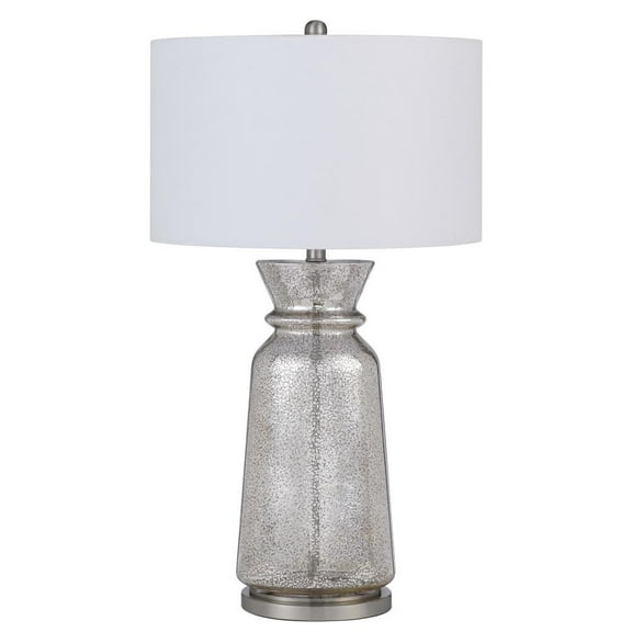 Cal Lighting 150W 3 Way Keswick Glass Table Lamp With Hardback Fabric Shade (Sold In Pairs)