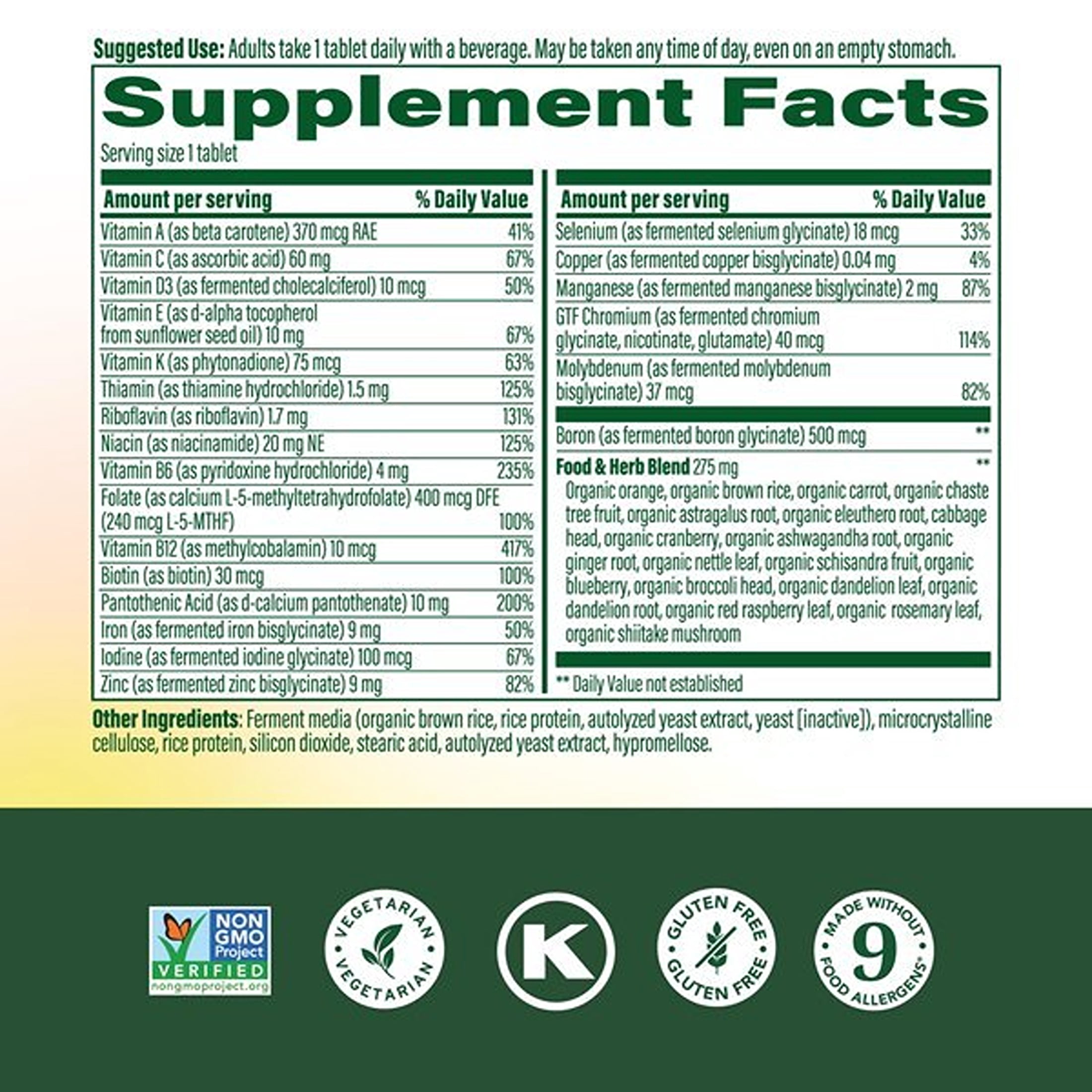 MegaFood Women's One Daily Multivitamin - Iron, B Vitamins, Vitamins C & D3 - 90 Servings