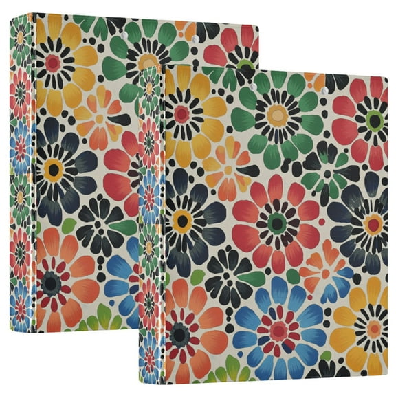 FORMRS 3 Ring Binder 1.5 inch with Pockets Set of 2 Clip Board 200 Sheets Capacity, Dark Floral
