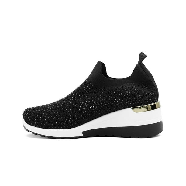 Tenis Para Mujer Con Pedreria Tipo Calcetin Color Negro negro 23 Walmart en linea