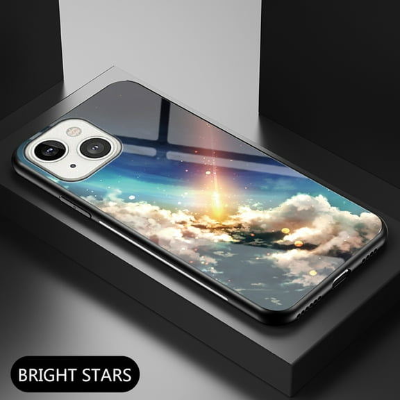 Dteck Case for iPhone 13 6.1-inch,Shockproof Rubber Hybrid Tempered Glass Back Pattern Phone Case Slim Cover,#05