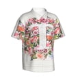 thumbnail image 2 of Letter T Flower Graphic Hawaiian Shirts For Men, Summer Short-Sleeve Relaxed-Fit Button-Down Shirts Medium, 2 of 9