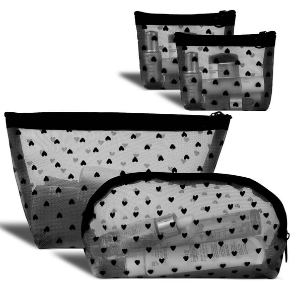 Mesh Makeup Bags,4PCS Mesh Cosmetic Bags for Women Mini Zipper Mesh Bags Portable Travel Organizing Pouch Purse Makeup Pouches Bags Travel Accessories