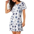 thumbnail image 2 of Disketp blue Snowflake Prints para Camisón Corto de Manga Corta para Mujeres, Camisón Cómodo con Escote Redondo, Bonito y Confortable, 2 of 6