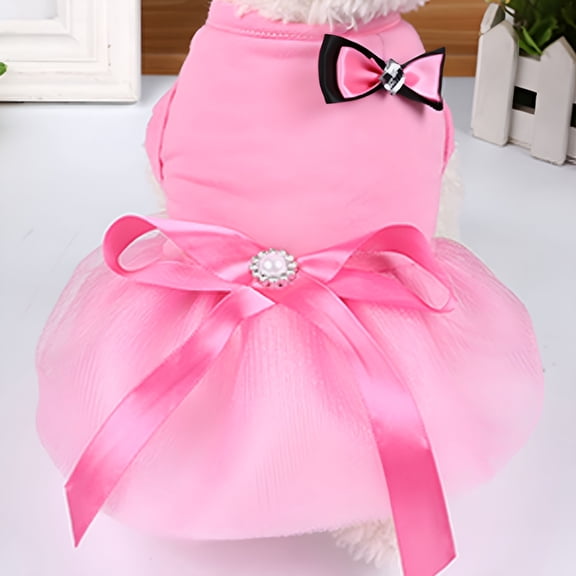 ACDANC Dog Dresses Pet Princess Skirts with Ribbon Bowknot, Cute Puppy Sundress Spring Summer Shirts Vest for Small Dogs Cats, Pet Apparel Clothes Doggie Costume for Wedding Holiday Birthday