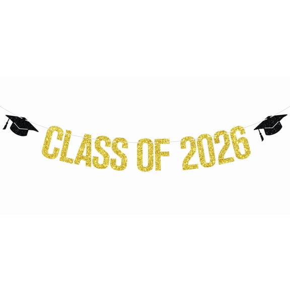 Class of 2026 Banner, Congrats Grad/Congratulations, Mastered It/You Did It, High School College Graduation Party Decorations Supplies Gold Glitter