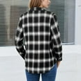thumbnail image 6 of Women's Plaid Button Down Shirt Jacket with Pocket Casual Loose Fit Long Sleeve Top for Daily Wear Work Office Vacation Outfits Fashion Essential for Women | CSEONE,Black XL, 6 of 6
