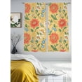 thumbnail image 3 of Embroidery Floral Sheer Curtains 2 Panels Set Country Oriental Traditional Flower Red Yellow Sheer Window Curtains Light Filtering Rod Pocket Voile Drapes for Bedroom Living Room 52"x63", 3 of 9