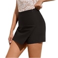 thumbnail image 3 of PiGOGI Women's Zipper Irregular Skirt Shorts Solid Color Casual Summer Divided Skort with Pockets Black L, 3 of 7