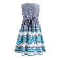 thumbnail image 2 of Richie House Little Girls Gray Cyan Dot Flowery Dress 3, 2 of 2