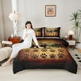 thumbnail image 4 of Manfei Wildlife Bear 3 Pieces Queen Comforter Set,Bear Paw Print Bedding Sets,Vintage Retro Bedding Comforter Set,Super Cozy Rustic Room Decoration,Reversible, 4 of 8