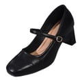 thumbnail image 2 of Avrnliq Womens Retro Mary Jane Block Heel Pumps Square Toe Ankle Strap Buckle Comfortable Cushioned Office Work Dress Shoes,Size 37, 2 of 8