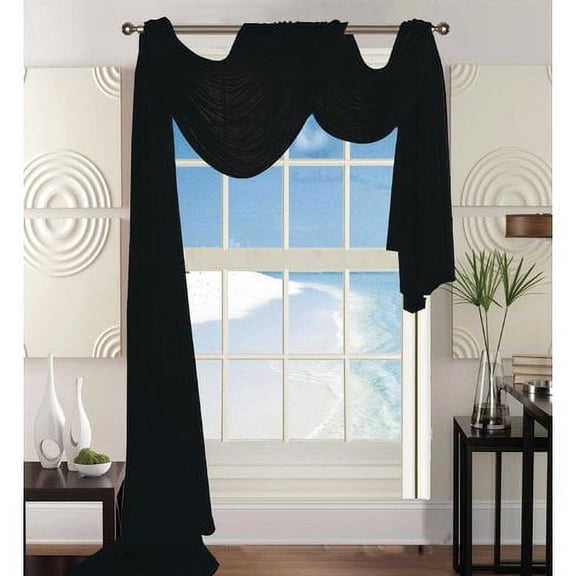 216" Sheer Voile Window Swag Scarf, Black