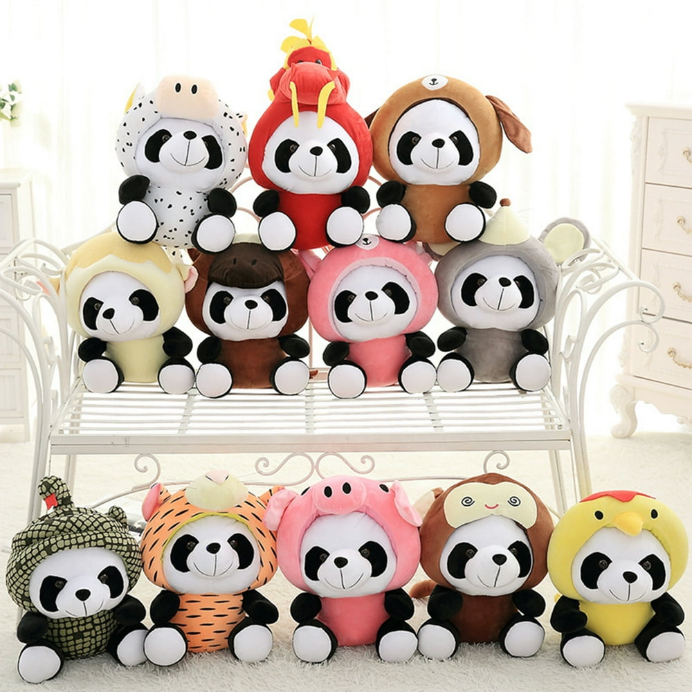 Farfi 1Pc Cute Panda Chinese Zodiac Plush Stuffed Doll Toy Sofa Decor