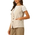 thumbnail image 4 of INSPIRE CHIC Button Down Vest for Women Linen Sleeveless V Neck Summer Waistcoat XS Khaki, 4 of 6