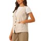 thumbnail image 4 of Chaleco sin mangas de lino para mujer INSPIRE CHIC, con cuello en V, verano, talla XS, color caqui, 4 of 6