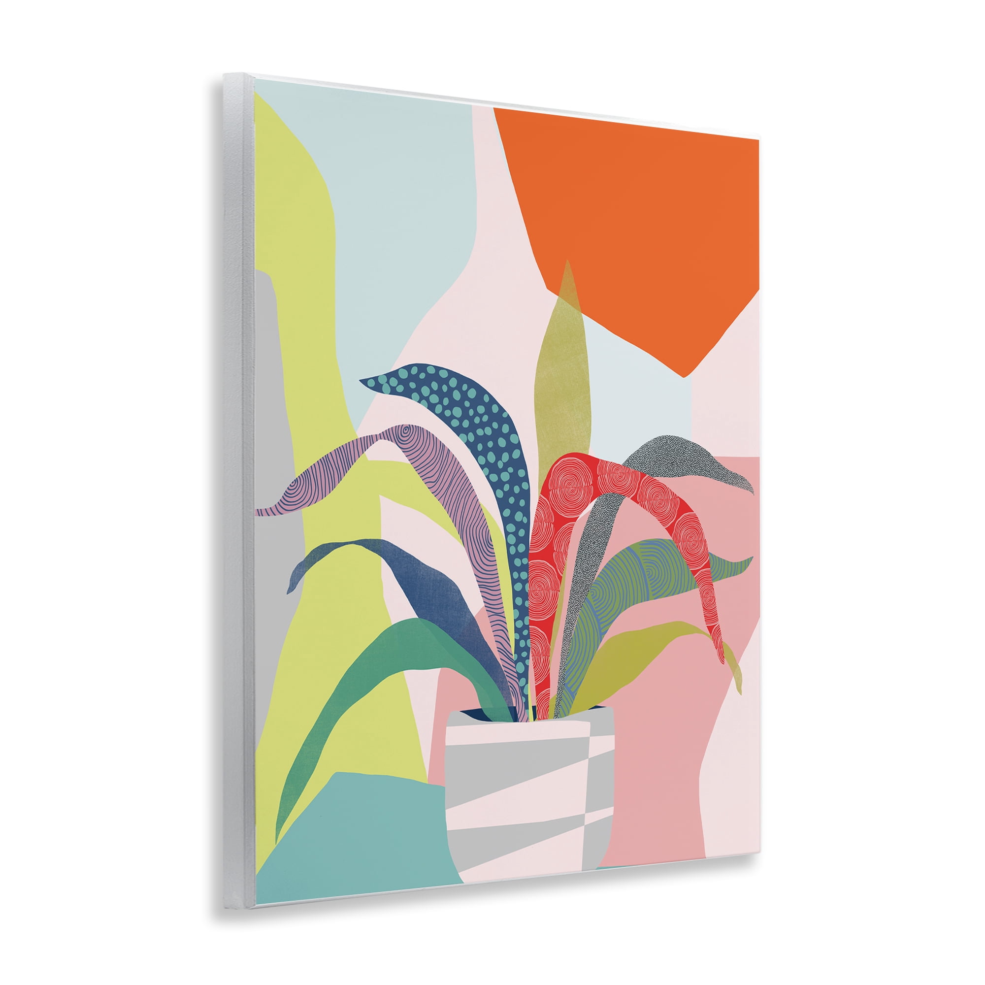 Stupell Industries Modern Geometric Plant Leaves Plants & Flowers Painting Unframed Art Print Wall Art, 11 x 14