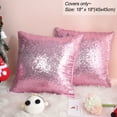 thumbnail image 6 of PiccoCasa 2 Pcs Sparkling Sequin Throw Pillow Covers 18" x 18'' Pink, 6 of 8
