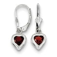thumbnail image 6 of 925 Sterling Silver Rhodium 6mm Heart Garnet Leverback Earrings, 6 of 7