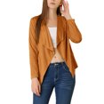 thumbnail image 6 of MODA NOVA Juniors Faux Suede Long Sleeve Draped Front Moto Jacket, 6 of 7