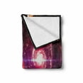 thumbnail image 2 of Galaxy Soft Flannel Fleece Blanket, Spaceship Flying in Milky Way Super Galactic Wander with Galaxy and Planets Art, Cozy Plush for Indoor and Outdoor Use, 50" x 60", Magenta White, by Ambesonne, 2 of 6