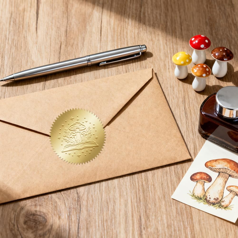 Book Embosser Personalized Mushrooms and Books Pattern Book Stamp Durable Library Stamp with Handle Set