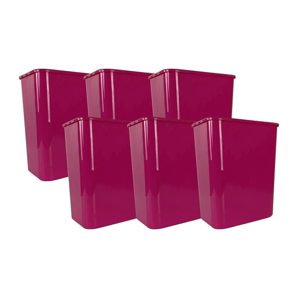 Eco Tech 5.5 gal Plastic Open Top Kitchen Trash Can, 6 Pack, Pink