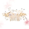 thumbnail image 4 of FRCOLOR Rhinestone Comb Rhinestone Wedding Bridal Hair Comb Pearl Flower Hair Jewelry Crystal Headpiece,3.94"X2.76"X0.08", 4 of 4