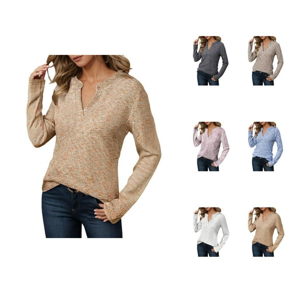 Womens Sweatshirts Women's Solid Sweatshirt Women's Long Sleeve Hoodless Sweatshirt Casual Crewneck Pullover Soft Comfortable Blouse Top For Everyday Wear