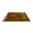 thumbnail image 2 of Ahgly Company Machine Washable Indoor Round Medallion Yellow Traditional Area Rugs, 4' Round, 2 of 4