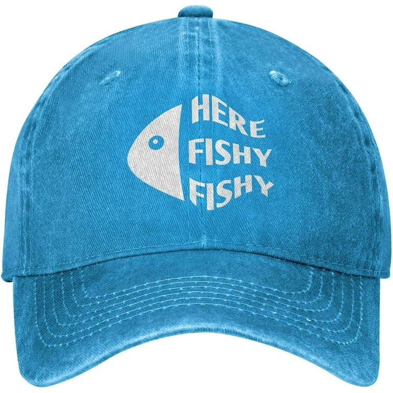 Funny Fishing Hat Here Fishy Fishy Fishy Cap for Men Baseball Hats  Fashionable Hats 