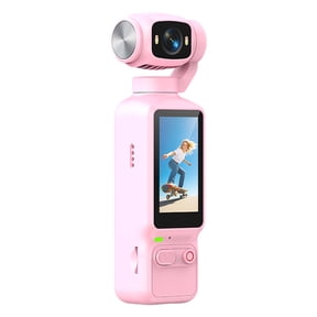 4K HD Vlogging Camera, 180 Rotation Lens Handheld Action Camera, Portable Pocket Camcorder (Pink)