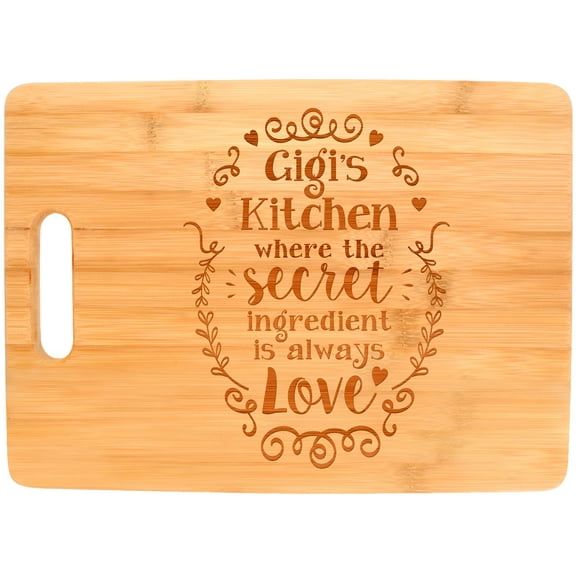 ThisWear Gigi Gifts Gigi's Kitchen Where the Secret Ingredient Is Love Big Rectangle Bamboo Cutting Board