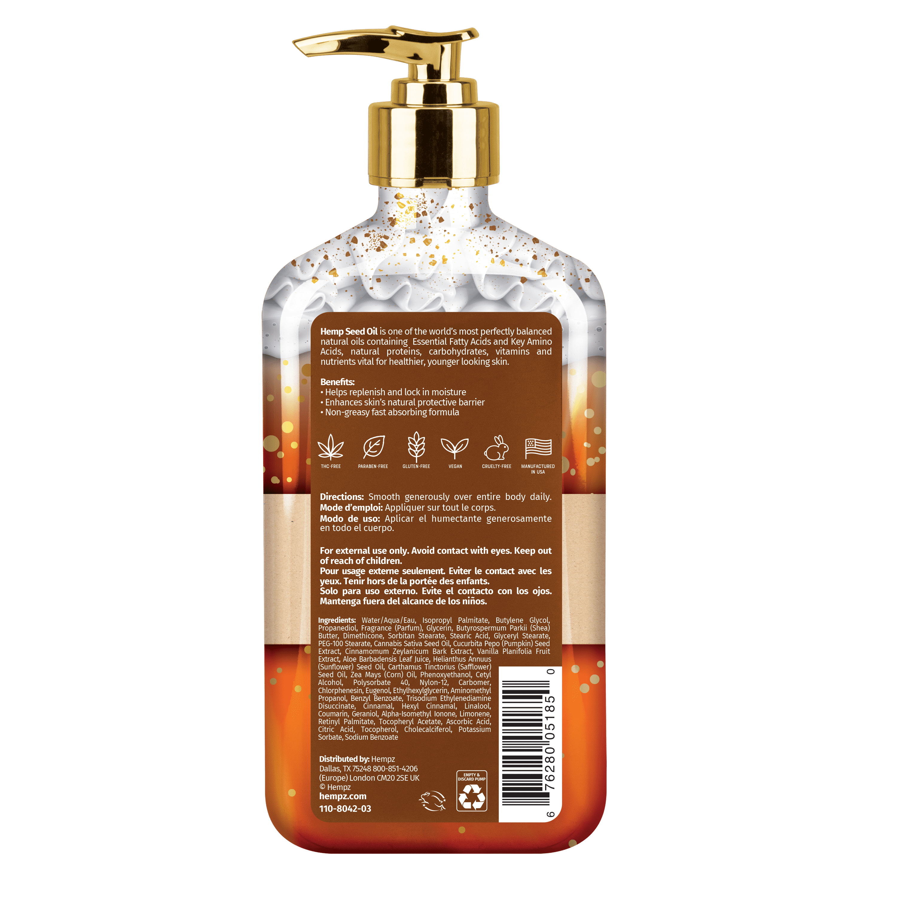 Hempz Limited Edition Pumpkin Spice & Vanilla Chai Body Lotion for Dry Skin, 17 fl oz