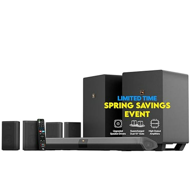 Nakamichi Shockwafe Ultra 9.2.4 Channel Dolby Atmos/DTS:X Soundbar with Dual 10 Subwoofers (Wireless), 4 Rear Surround Effects Speakers, eARC and SSE Max Technology (Flagship)