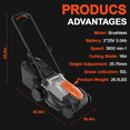 thumbnail image 6 of FLOYANT 18in Electric Lawn Mower，Lawn Mower with 6-Position Height Adjustment,Walk-Behind Push Mowers with 50L Grass Bag, 2 x 5.0Ah Batteries & Charger Included, 6 of 9