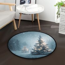 36.2 Inch Round Floor Mat Christmas Tree with Lights Carpet Decor Rug for Living Room Bedroom
