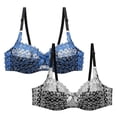thumbnail image 2 of Zynoxe 2PC Plus Size Lace Balconette Bra with Bow Detail Supportive Underwire Push Up Bra Solid Color Everyday Underwear, 2 of 8