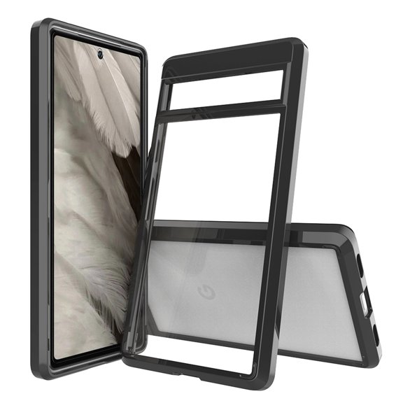 SaniMore for Google Pixel 7A 6.1 inch Case, Scratch Resistant Acrylic Transparent [Never-Yellowing] Soft TPU Crystal Clear 2 in 1 Drop Protection Cover for Google Pixel 7A, Black