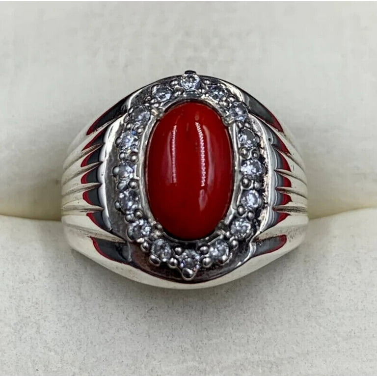 Nat Red Aventurine Gemstone selling 925 Silver Handmade Men's Ring