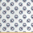 thumbnail image 1 of Hipster Sofa Upholstery Fabric by the Yard, Pattern of Outline Skull with Headphones Splashes, Decorative Fabric for DIY and Home Accents, Indigo Pale Sky Blue by Ambesonne, 1 of 4