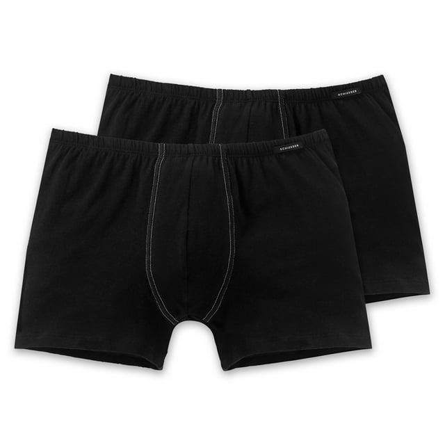 SCHIESSER Pantalones cortos para hombres, paquete de 2 - Pantalones, Boxer, Essentials, Cotton Stretch Negro M (Medium)