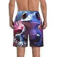 thumbnail image 3 of KLL Colorful Frog Among Flowers Men's Casual Summer Beach Shorts Hawaiian Shorts with Pockets-Small, 3 of 5